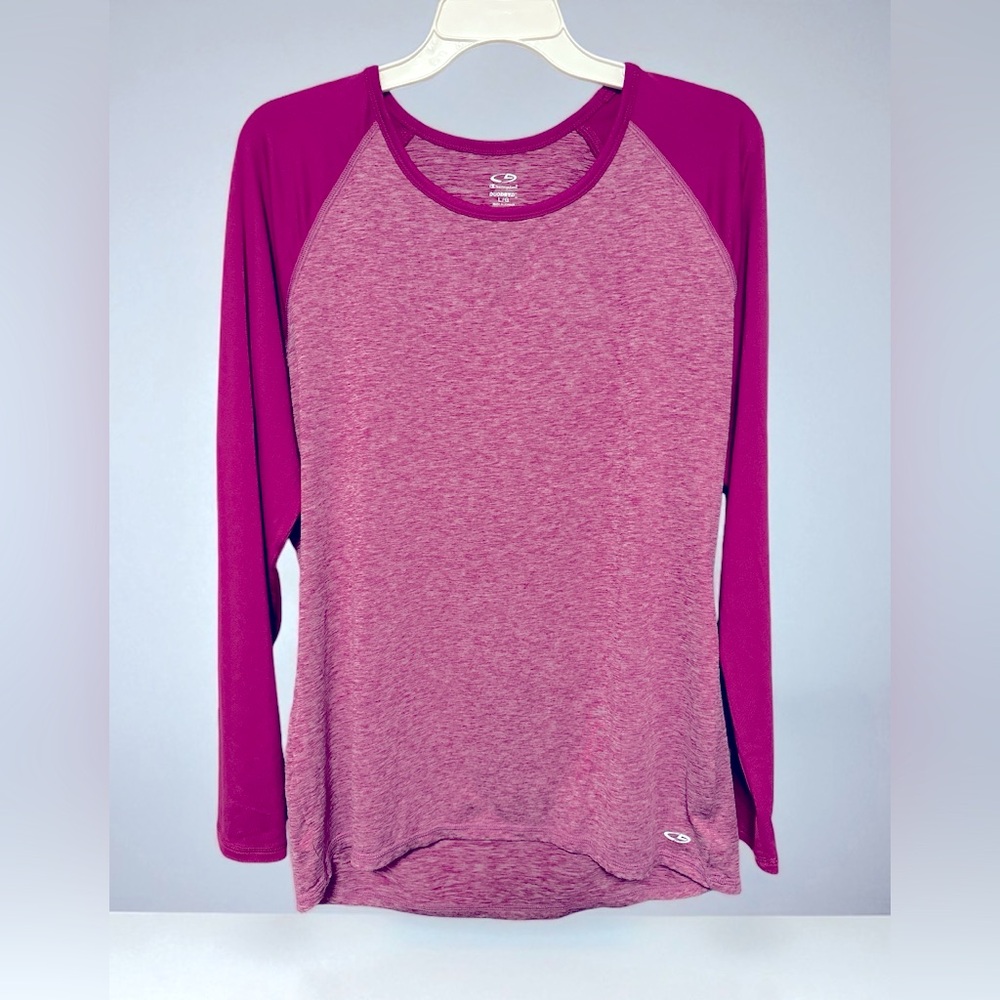Champion Women's Magenta Baseball Style DuoDry Long Sleeve Tee size L‎  NWOT